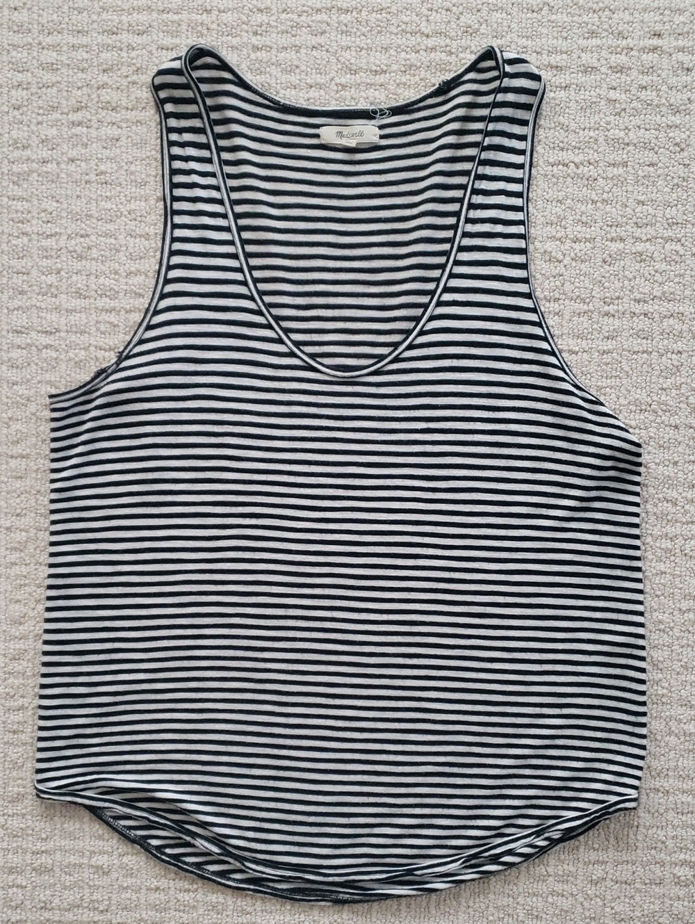 Madewell Black & White Striped Scoop Tank